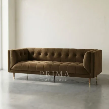 James Tufted Velvet Sofa Industrial