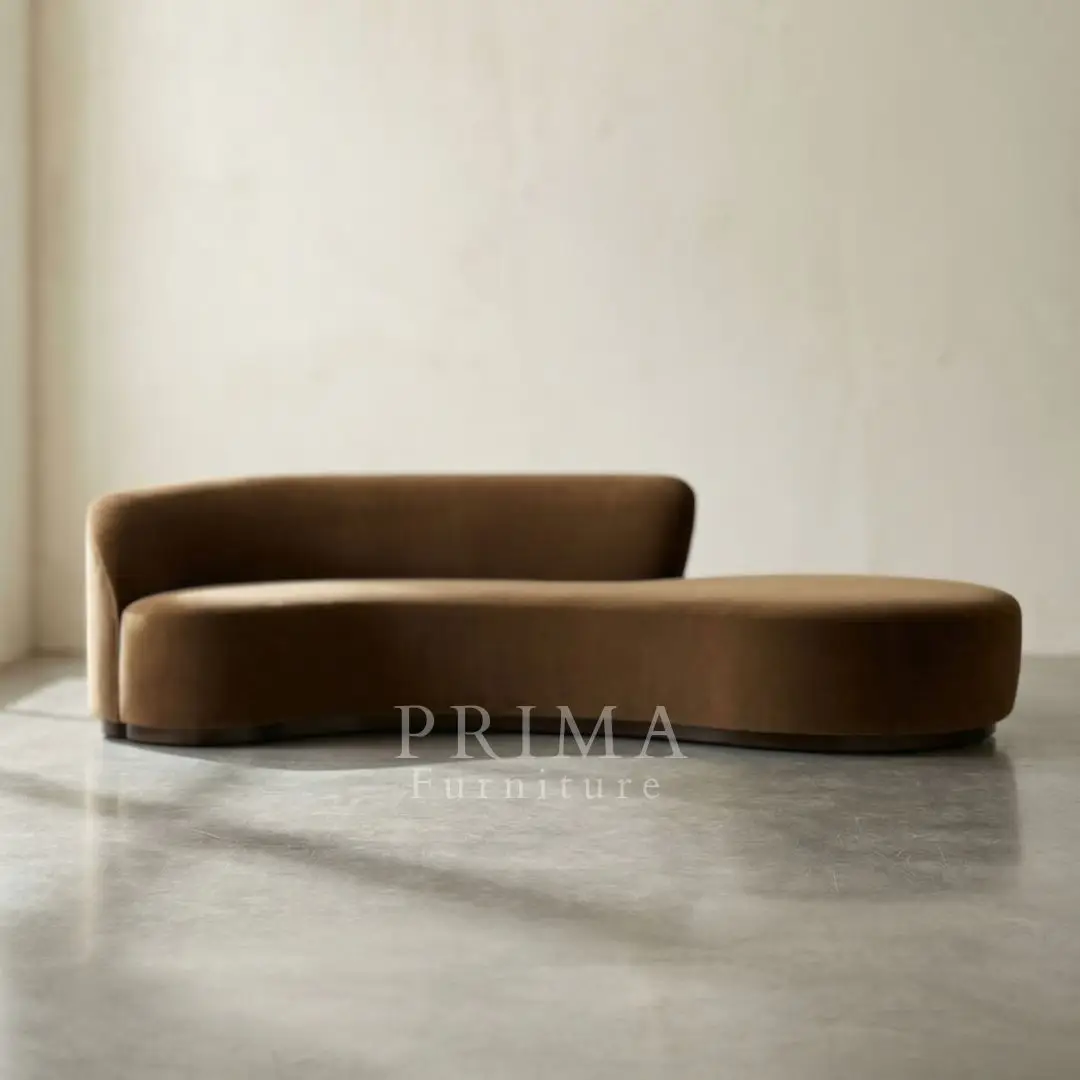 Unique curved sofa design for luxury lounges. 