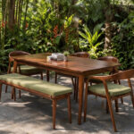 Brown Wooden Dining Table For Patio And Garden