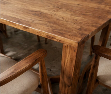 Modern Solid Wood Dining Table Surface Texture Close Up