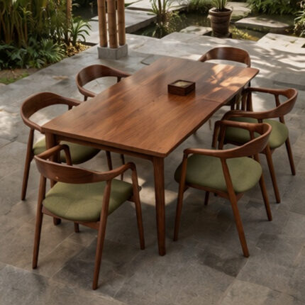 Natural Brown Wood Dining Room Furniture Collection