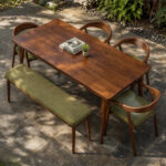 Solid Wood Outdoor Dining Set With Bench And Chairs