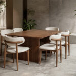 Solvane Fluted Pedestal Dining Table Front View