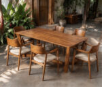 Tropical Patio Wooden Dining Table And Chairs Setup