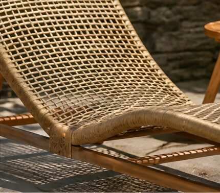 Close Up Detail Of Hand Woven Cord Pattern On Wooden Frame