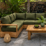 Commercial Resort Terrace Hardwood Sectional Seating Set
