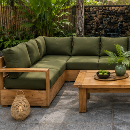 Commercial Resort Terrace Hardwood Sectional Seating Set