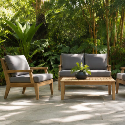 Commercial Teak Garden Sofa Set For Resort Courtyard Seating