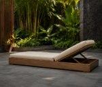 Contemporary Outdoor Patio Lounger With Beige Cushion