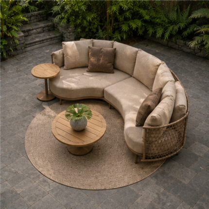 Crescent Woven Outdoor Sectional Sofa For Garden Patio
