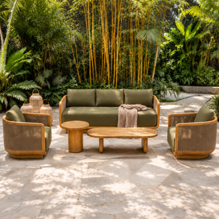 Five Piece Looma Curve Patio Conversation Set For Resort Terraces