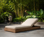 Kaeleen Sunbed Outdoor Wood Lounger Poolside View