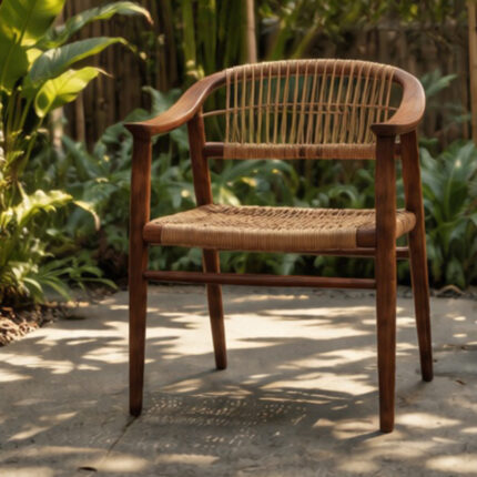 Kala Wooden Armchair Hand Woven Seat Construction