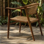 Kala Woven Wooden Armchair For Patio Dining