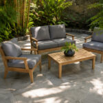 Kova Outdoor Teak Lounge Set Four Piece Patio Seating