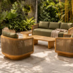 Looma Curve Outdoor Lounge Set Wood And Rope Patio Furniture