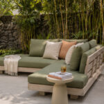 Low Profile L Shaped Patio Daybed Slatted Timber Frame