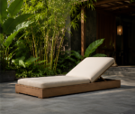 Luxury Resort Wooden Sun Lounger In Garden Setting