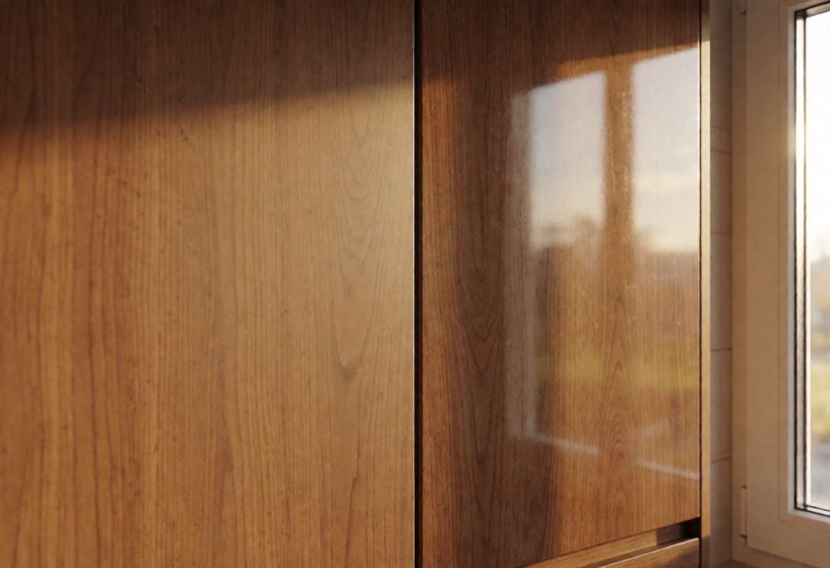 Matte-Versus-Glossy-Finish-Comparison-on-Wooden-Cabinet-Doors-1169x800 Wood Furniture Finishes and Their Effect on Everyday Maintenance