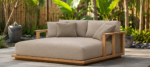 Modern Minimalist Outdoor Daybed With Sand Color Upholstery
