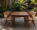Modern Outdoor Furniture Arrangement With Natural Wood Finish