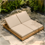 Modern Outdoor Patio Double Sunbed With Cushions