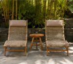 Modern Tropical Garden Sunbed With Headrest Cushion