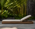 Modern Wooden Sun Lounger With Adjustable Backrest