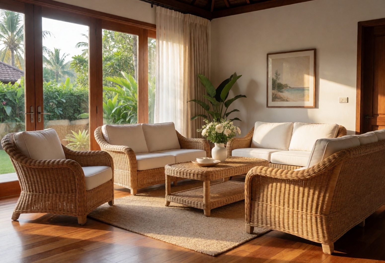 Natural-Rattan-Sofa-Set-For-Luxury-Villa-Living-Room Rattan Furniture Construction Details Buyers Often Overlook