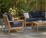 Natural Wood Outdoor Conversation Set With Coffee Table