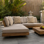 Outdoor Sectional Sofa With Chaise On Stone Terrace