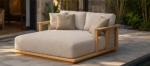 Resort Style Poolside Daybed With Natural Woven Panels