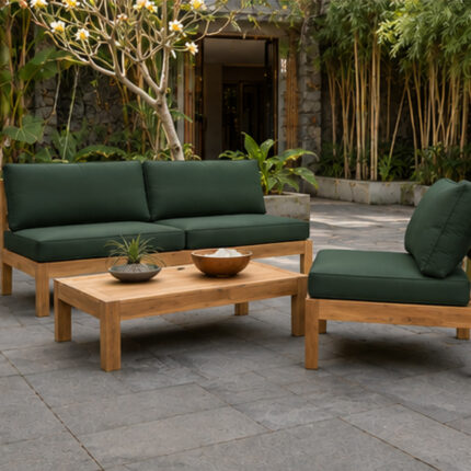 Rimbun Low Profile Garden Lounge Set On Stone Patio