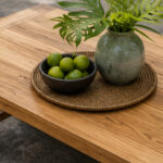 Solid Teak Outdoor Coffee Table Slatted Wood Top Grain