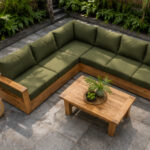 Solid Teak Outdoor Sectional Sofa Set With Coffee Table