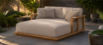 Solid Teak Wood Armrest And Thick Patio Cushion