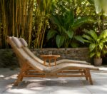 Solid Teak Wood Outdoor Sun Lounger Set With Woven Rope Finish