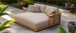 Teak Wood Outdoor Daybed Modern Platform Lounge Bed