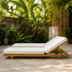 Teak Wood Sunbed Modern Outdoor Furniture