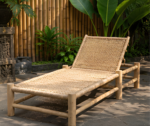 Tropical Minimalist Poolside Woven Timber Sun Lounger