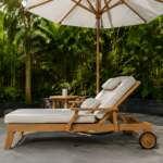 Valetta Outdoor Wood Sun Lounger With Rear Wheels