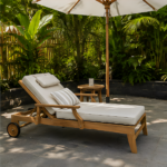 Valetta Solid Wood Patio Lounger With Striped Accent Pillow
