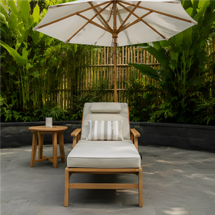 Valetta Wheeled Outdoor Lounge Chair With Headrest Support