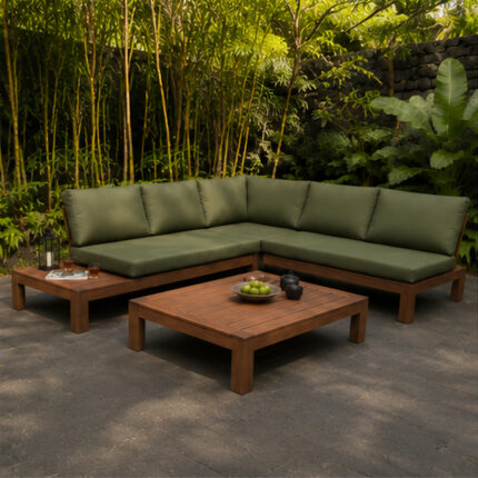 Verdant Low Line Corner Lounge Set For Tropical Garden Terrace