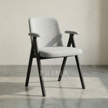 Scandinavian style grey fabric armchair