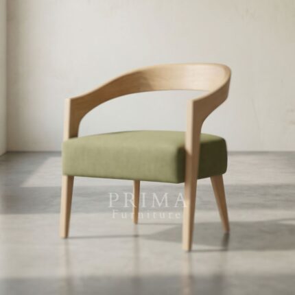 Contemporary dining armchair with natural wood finish