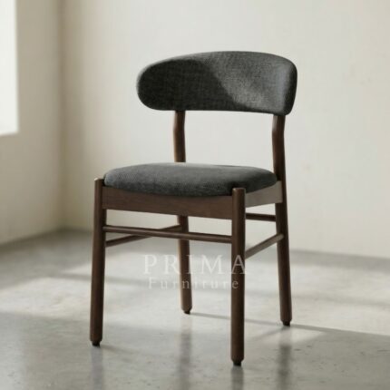 Contemporary dining chair with padded backrest