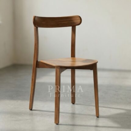 Minimalist solid wood dining chair in natural finish