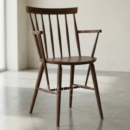 Traditional wooden dining armchair with spindle back