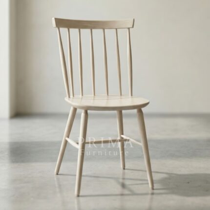Scandinavian spindle dining chair in light wood